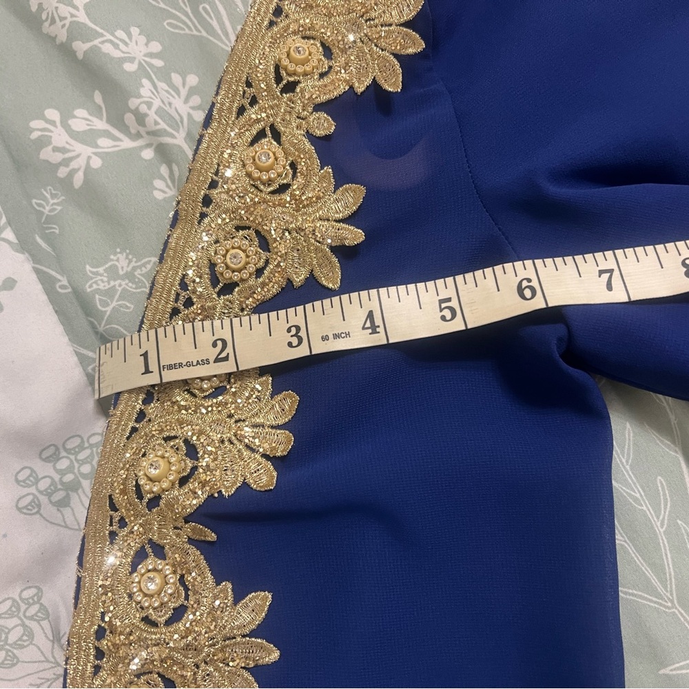 Elegant Blue and Gold Women's Dress - Picture 14 of 14